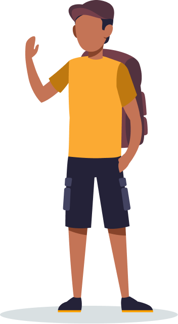 Adventure traveler in hotel