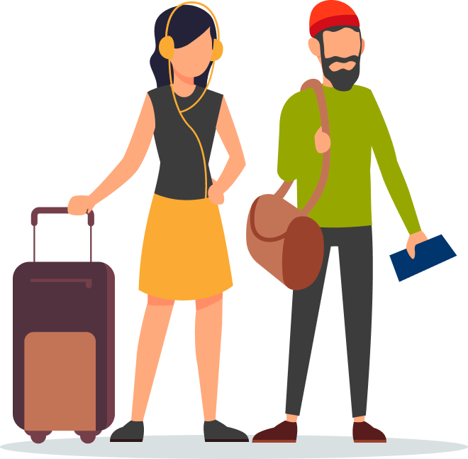 Adventure traveler in hotel