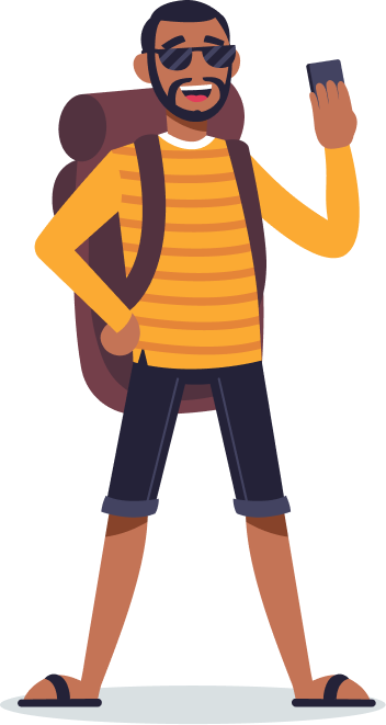 Person relaxing in hotel lobby