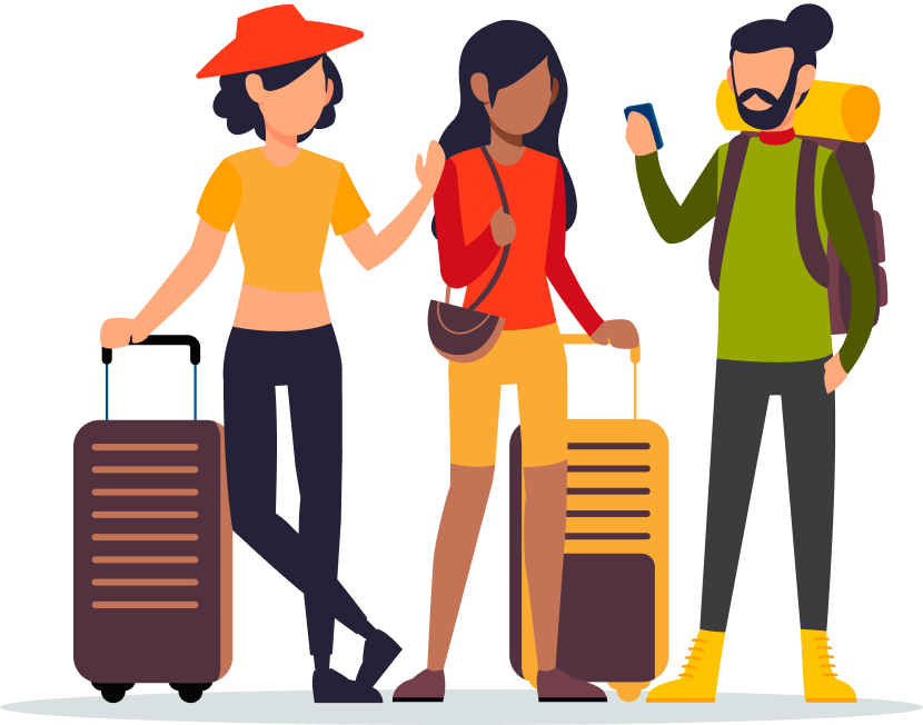 Adventure traveler in hotel